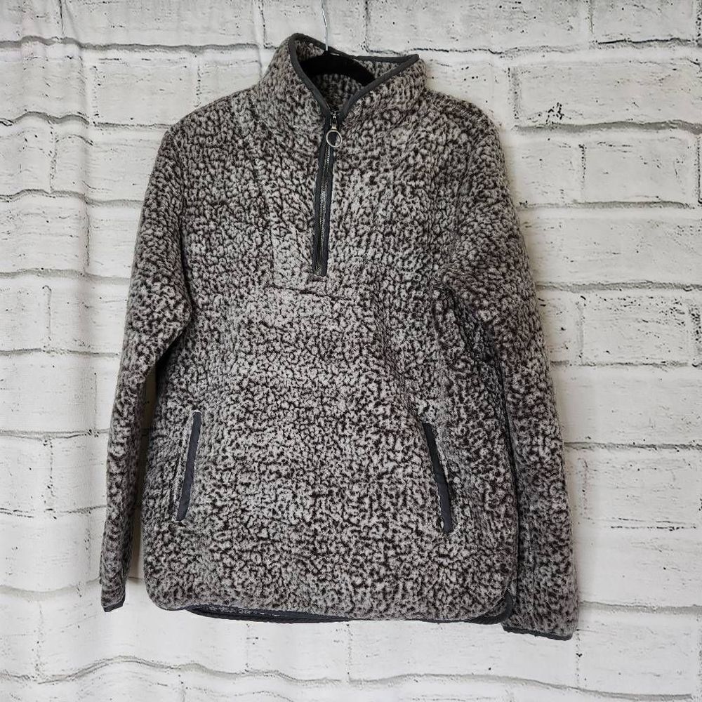 Thread + Supply Wubby Fleece Pullover Jacket Charcoal Gray Womens Medium